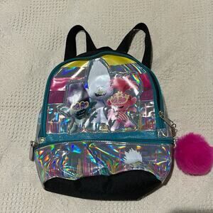 Trolls world tour backpack silver poppy break tiny diamond adjustable strap nwot